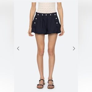 Sea New York Dark Blue High Waist Shorts with Button Accents